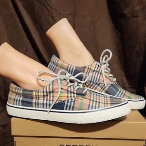 Sperry Men's Multicolor Plaid Sneakers Boat Shoes Size 9